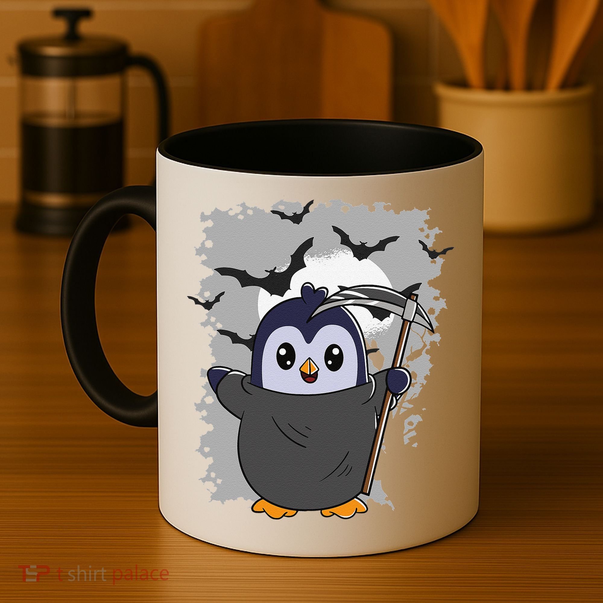 Grim Reaper Halloween Spooky Penguin Halloween Penguin Coffee Mug