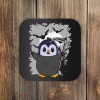 Grim Reaper Halloween Spooky Penguin Halloween Penguin Coaster thumb 0