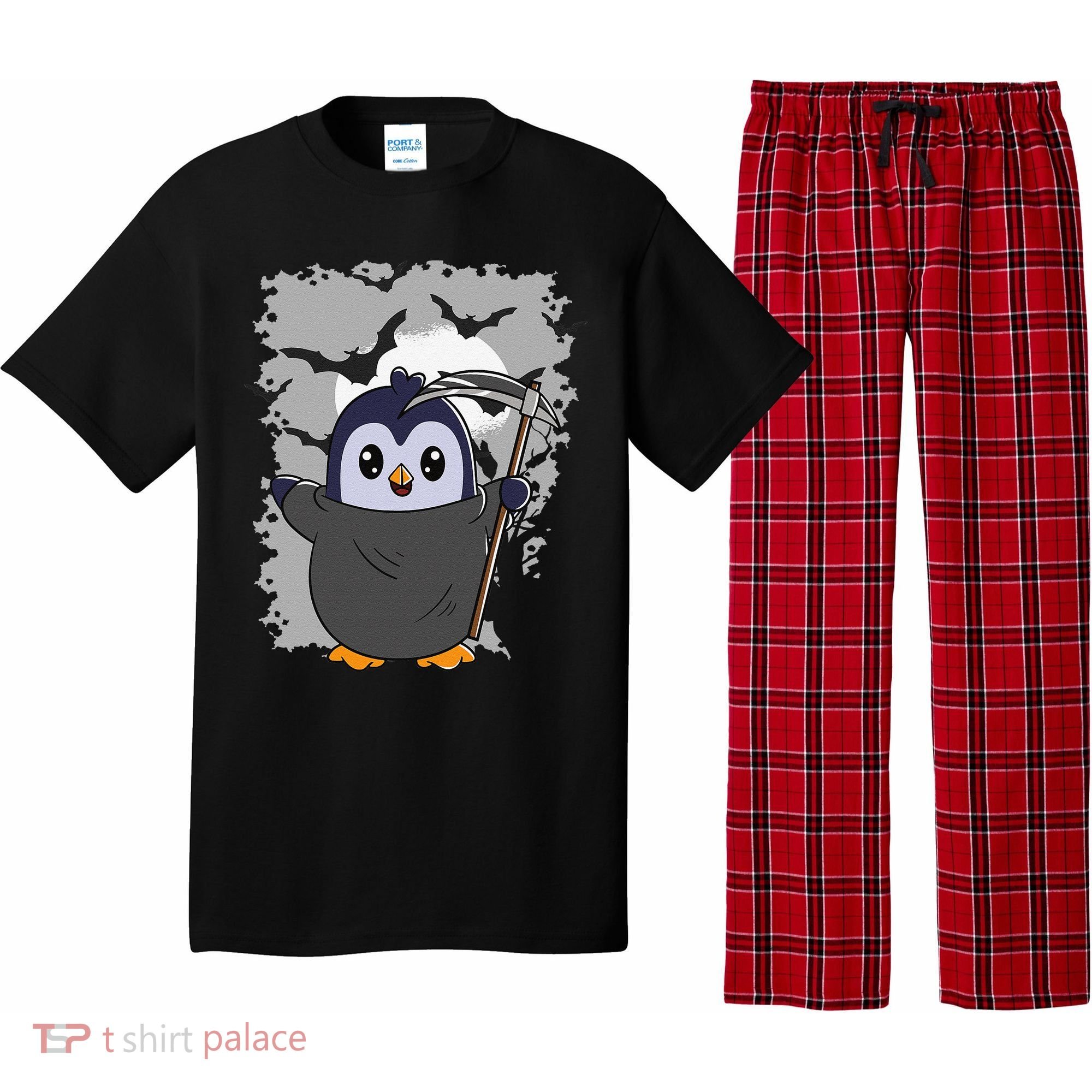 Grim Reaper Halloween Spooky Penguin Halloween Penguin Pajama Set