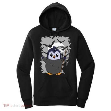 Grim Reaper Halloween Spooky Penguin Halloween Penguin Women's Hoodie
