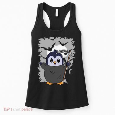 Grim Reaper Halloween Spooky Penguin Halloween Penguin Women's Tank Top
