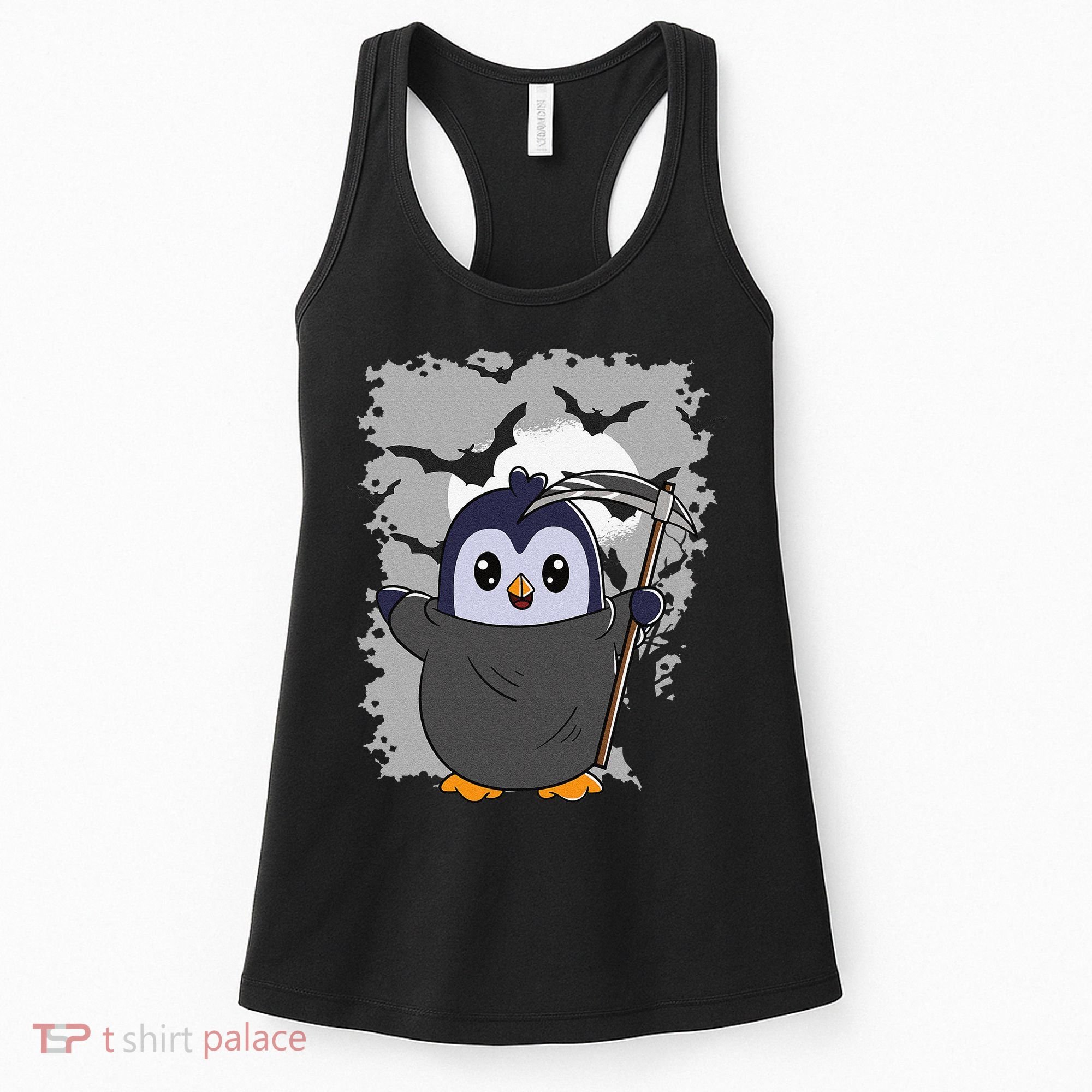 Grim Reaper Halloween Spooky Penguin Halloween Penguin Women's Tank Top