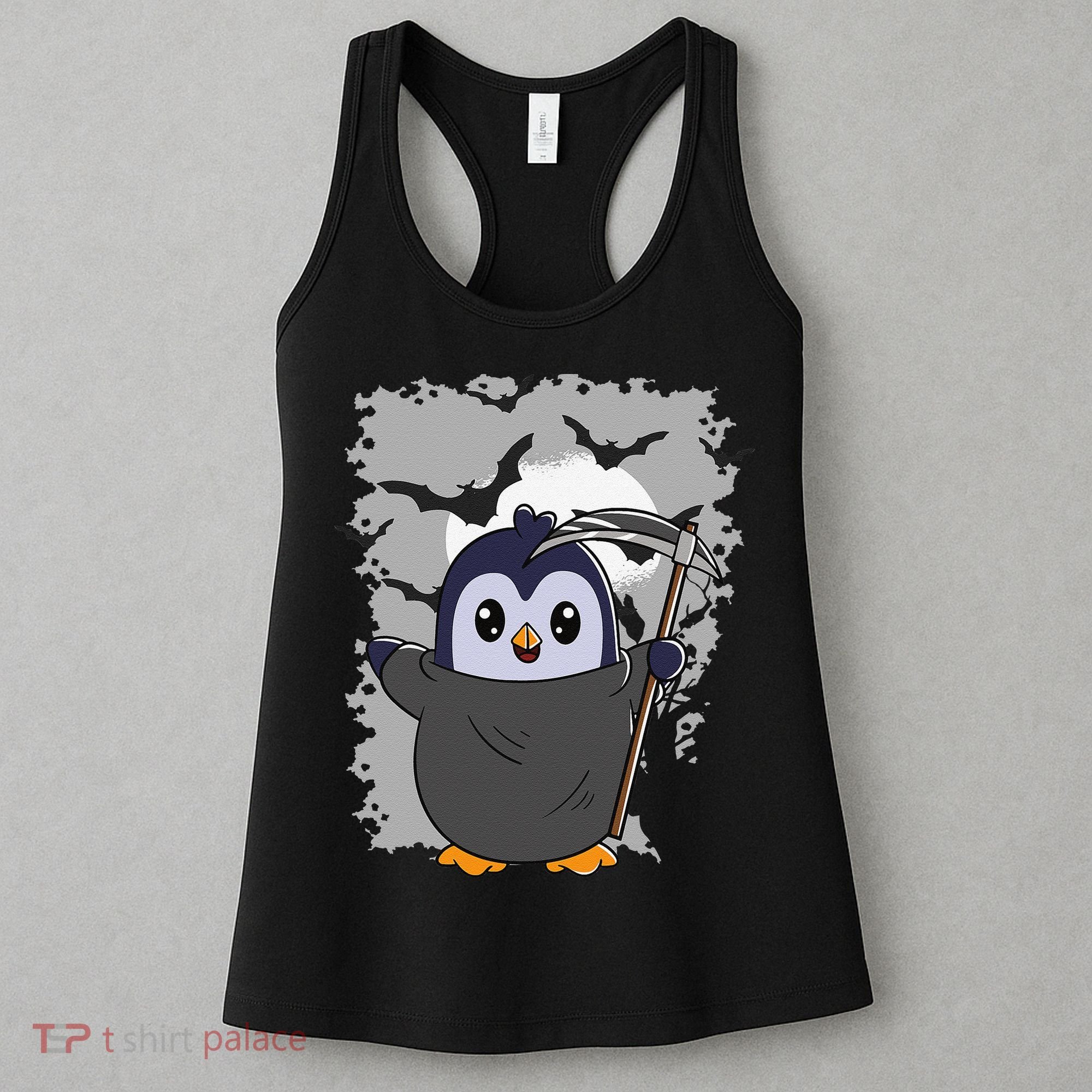 Grim Reaper Halloween Spooky Penguin Halloween Penguin Women's Tank Top