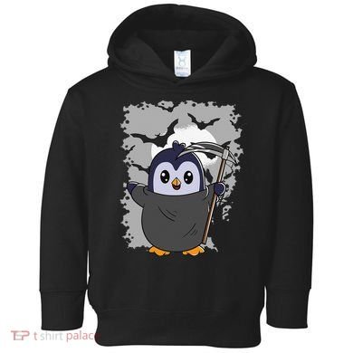 Grim Reaper Halloween Spooky Penguin Halloween Penguin Toddler Hoodie