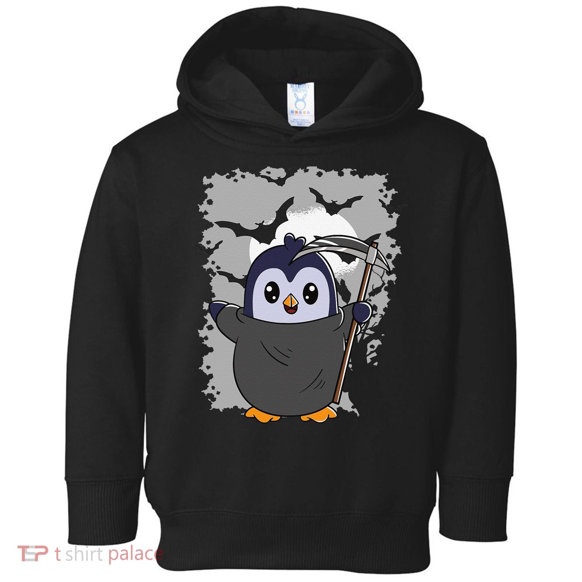 Grim Reaper Halloween Spooky Penguin Halloween Penguin Toddler Hoodie