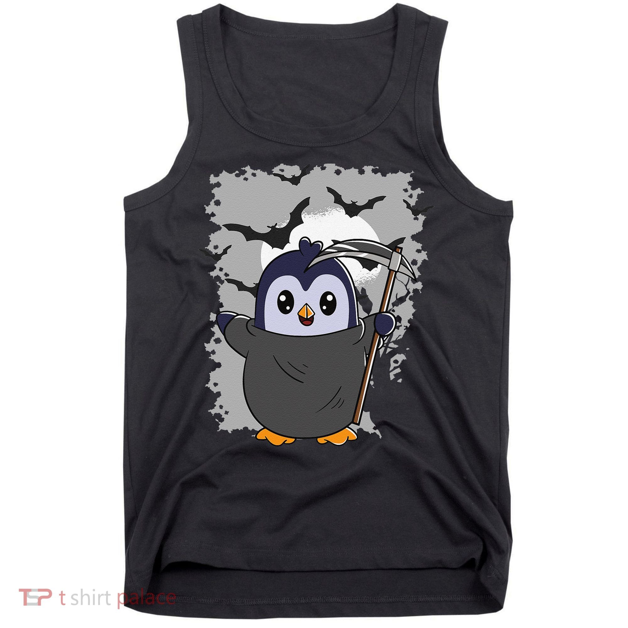 Grim Reaper Halloween Spooky Penguin Halloween Penguin Tank Top