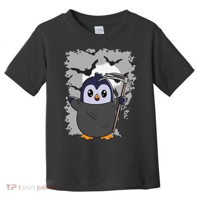 Grim Reaper Halloween Spooky Penguin Halloween Penguin Toddler T-Shirt