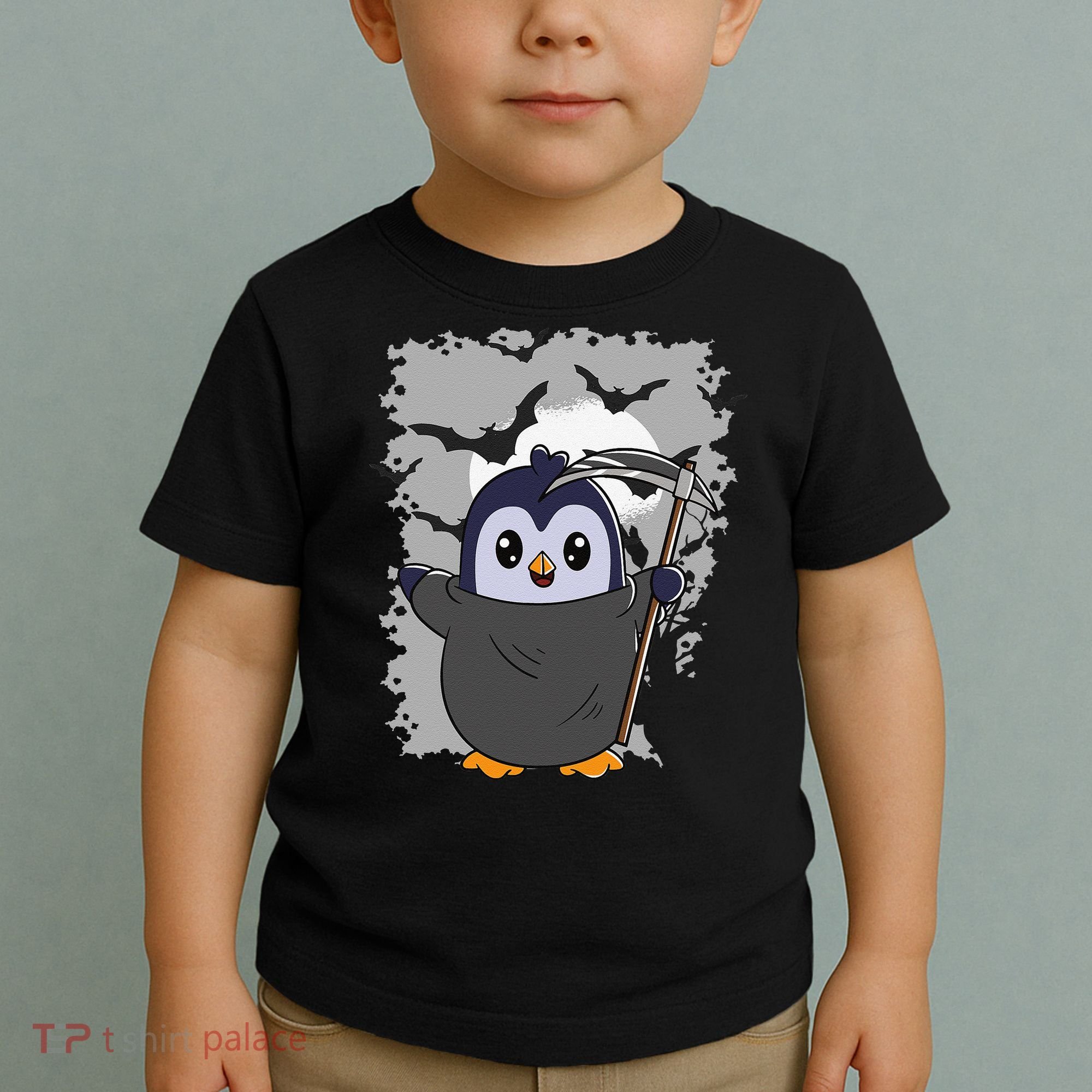 Grim Reaper Halloween Spooky Penguin Halloween Penguin Toddler T-Shirt