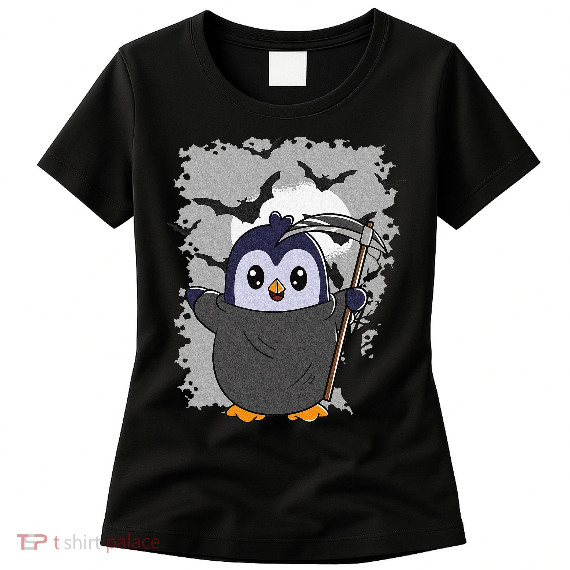 Grim Reaper Halloween Spooky Penguin Halloween Penguin Women's T-Shirt
