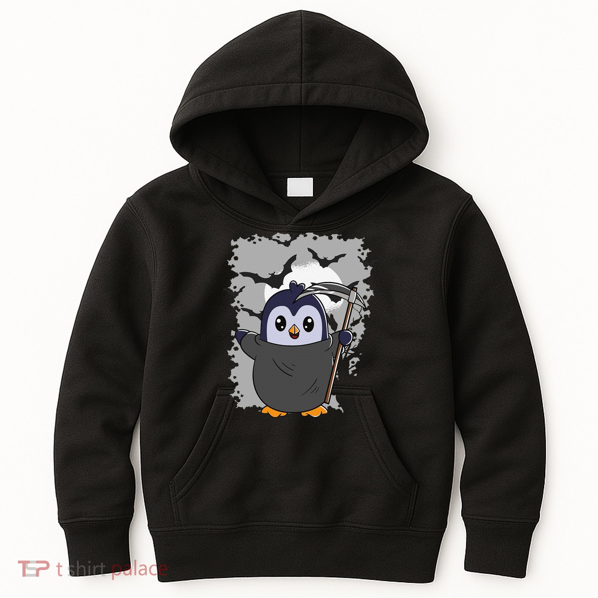 Grim Reaper Halloween Spooky Penguin Halloween Penguin Kids Hoodie