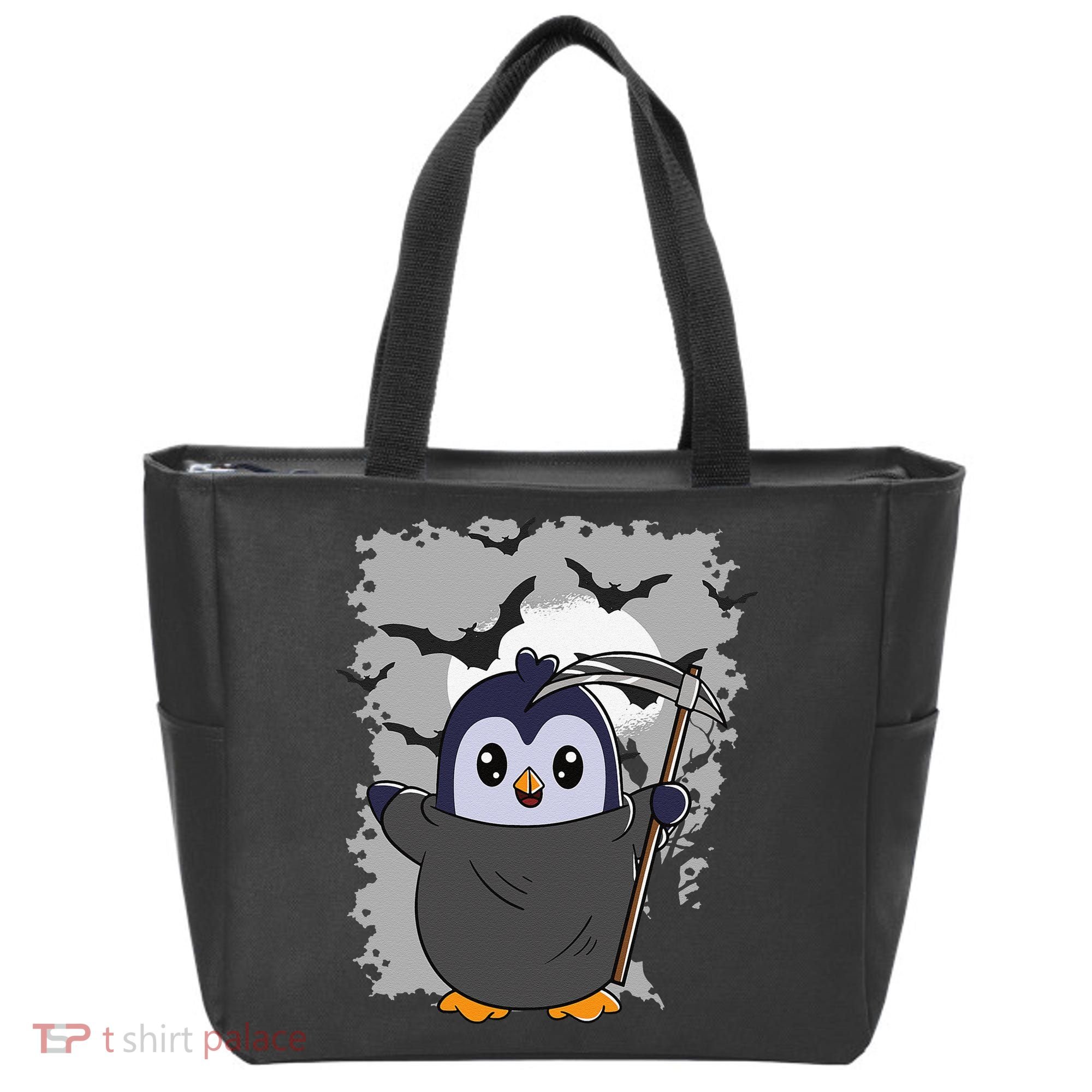 Grim Reaper Halloween Spooky Penguin Halloween Penguin Tote Bag