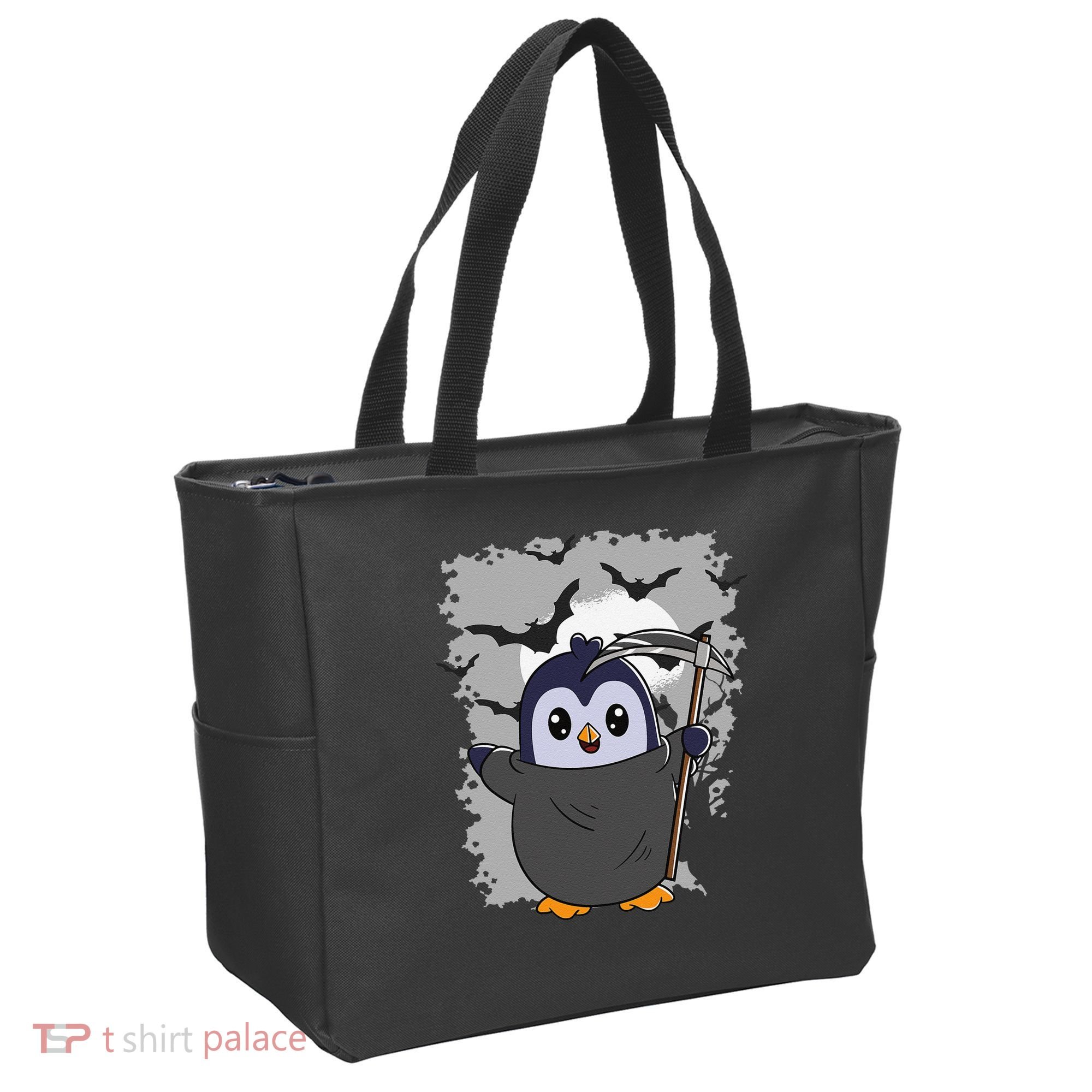 Grim Reaper Halloween Spooky Penguin Halloween Penguin Tote Bag