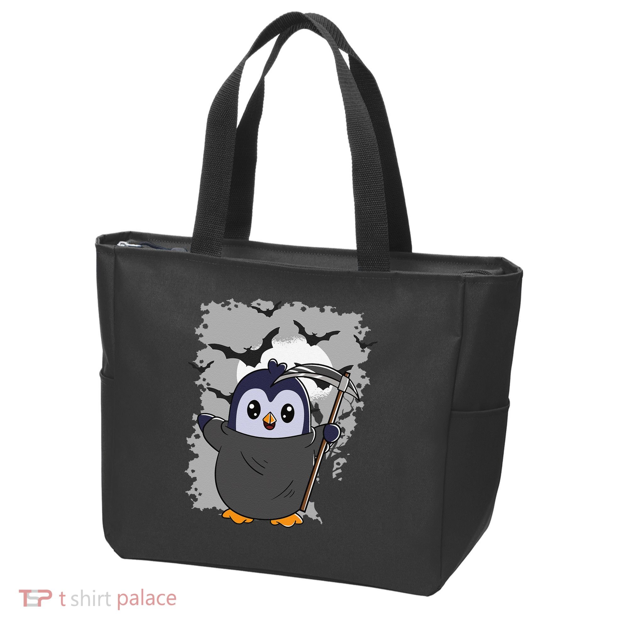 Grim Reaper Halloween Spooky Penguin Halloween Penguin Tote Bag
