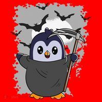 Grim Reaper Halloween Spooky Penguin Halloween Penguin Santa Hat thumb 1