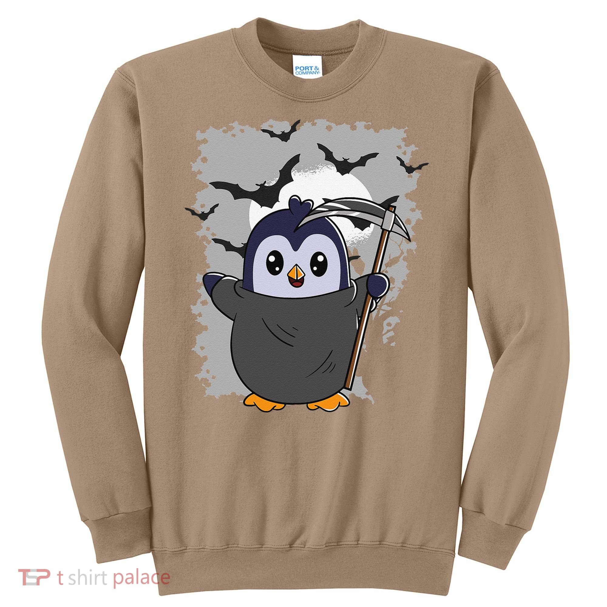 Grim Reaper Halloween Spooky Penguin Halloween Penguin Sweatshirt
