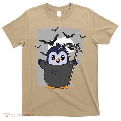 Grim Reaper Halloween Spooky Penguin Halloween Penguin T-Shirt