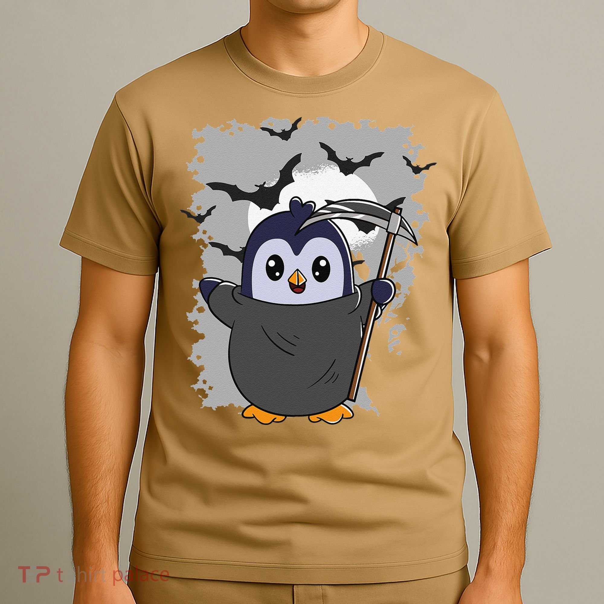 Grim Reaper Halloween Spooky Penguin Halloween Penguin T-Shirt