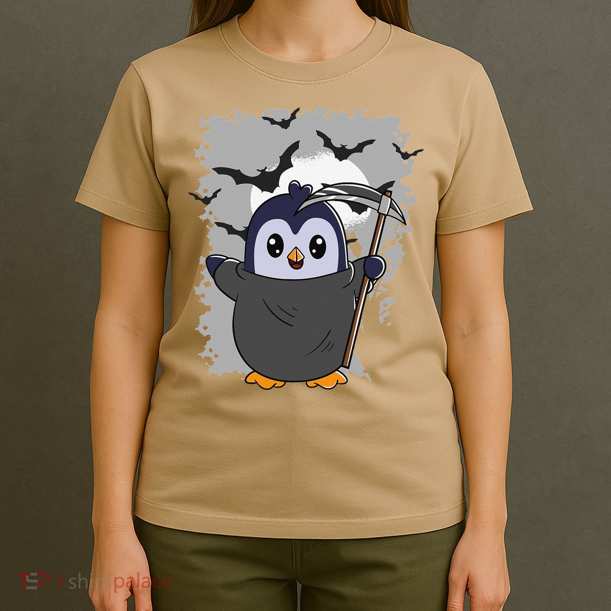 Grim Reaper Halloween Spooky Penguin Halloween Penguin T-Shirt