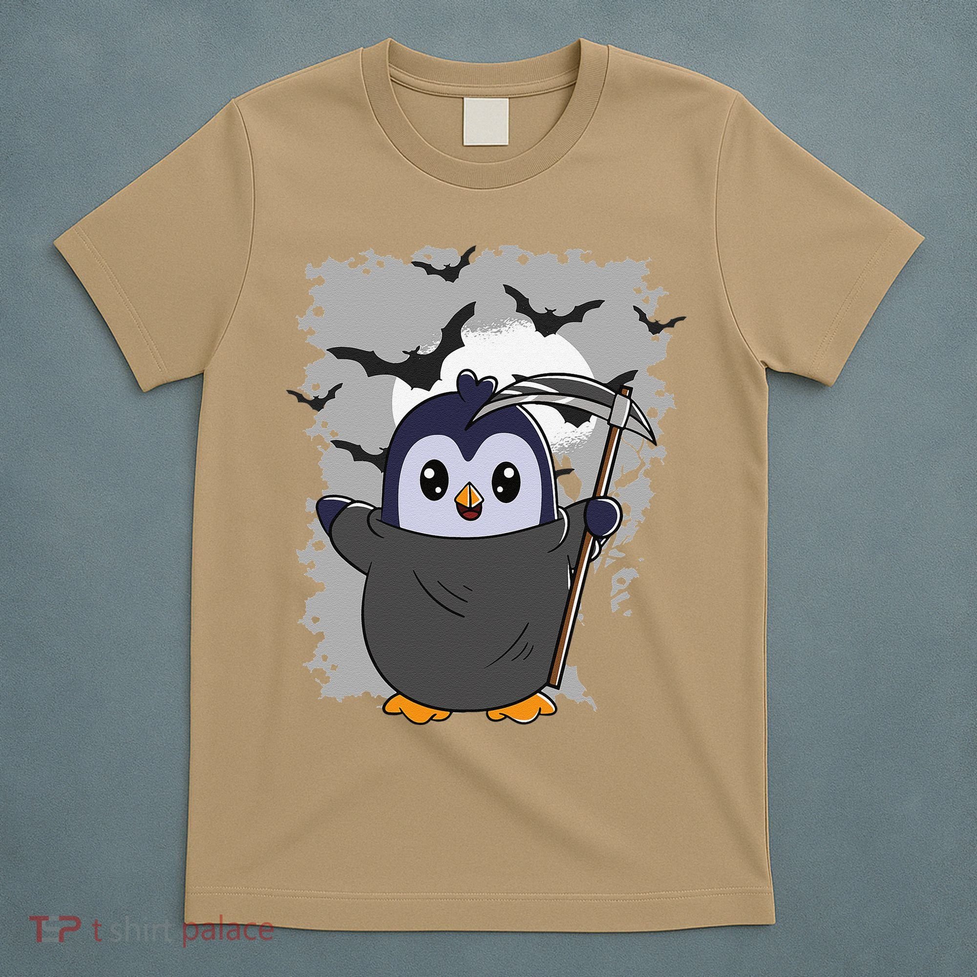 Grim Reaper Halloween Spooky Penguin Halloween Penguin T-Shirt