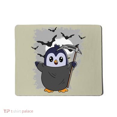 Grim Reaper Halloween Spooky Penguin Halloween Penguin Mousepad
