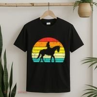 Girl Riding Horse Silhouette Sunset Retro Equestrian Women T-Shirt thumb 2