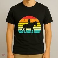 Girl Riding Horse Silhouette Sunset Retro Equestrian Women T-Shirt thumb 3