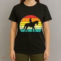 Girl Riding Horse Silhouette Sunset Retro Equestrian Women T-Shirt thumb 4