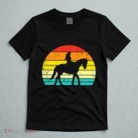 Girl Riding Horse Silhouette Sunset Retro Equestrian Women T-Shirt thumb 5