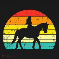 Girl Riding Horse Silhouette Sunset Retro Equestrian Women Women's Hoodie thumb 2
