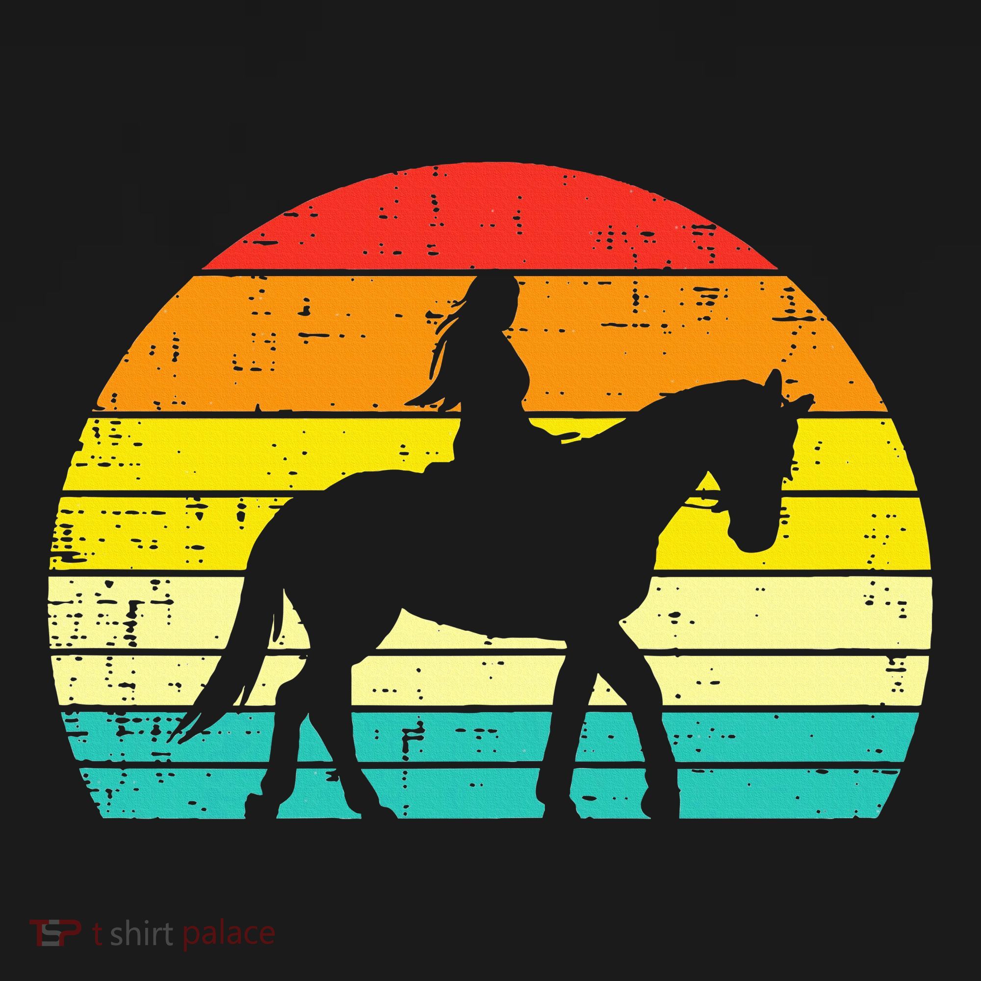 Girl Riding Horse Silhouette Sunset Retro Equestrian Women Women's Hoodie