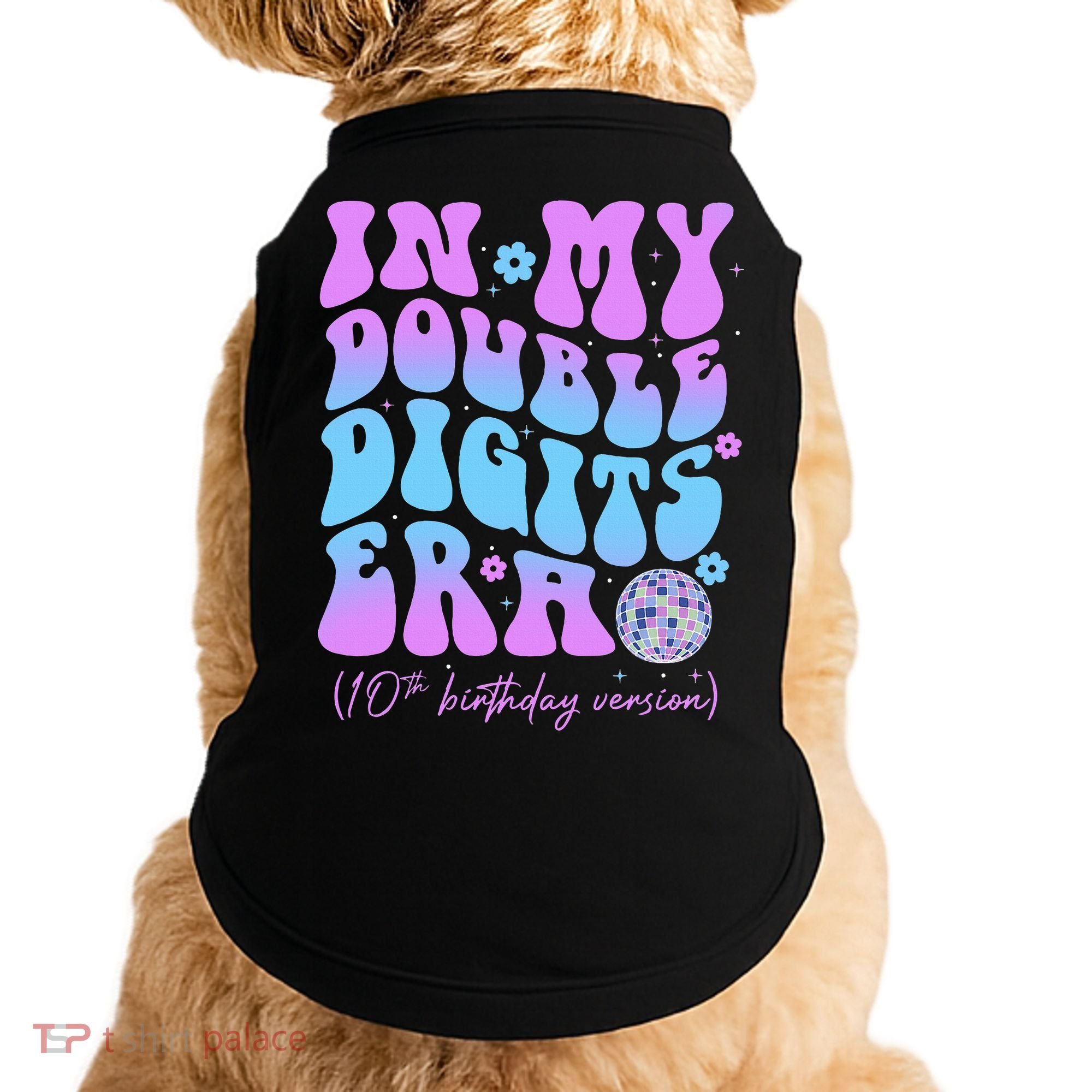 Groovy Retro In My Double Digits Era 10th Birthday Version Doggie Tank