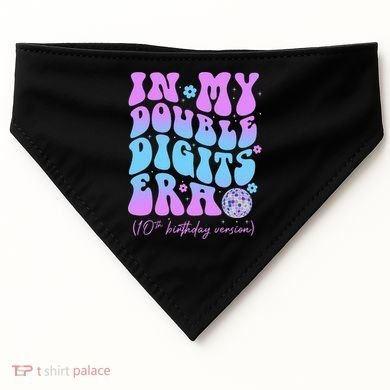 Groovy Retro In My Double Digits Era 10th Birthday Version USA-Made Doggie Bandana