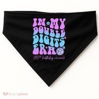 Groovy Retro In My Double Digits Era 10th Birthday Version USA-Made Doggie Bandana thumb 0