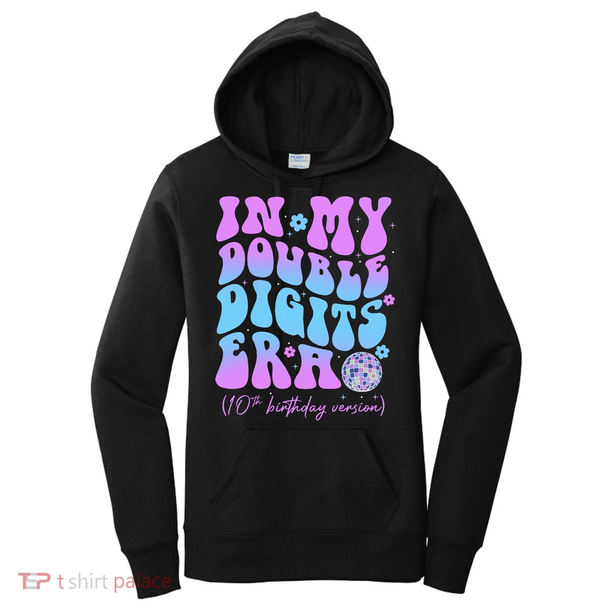 Groovy Retro In My Double Digits Era 10th Birthday Version Women's Hoodie