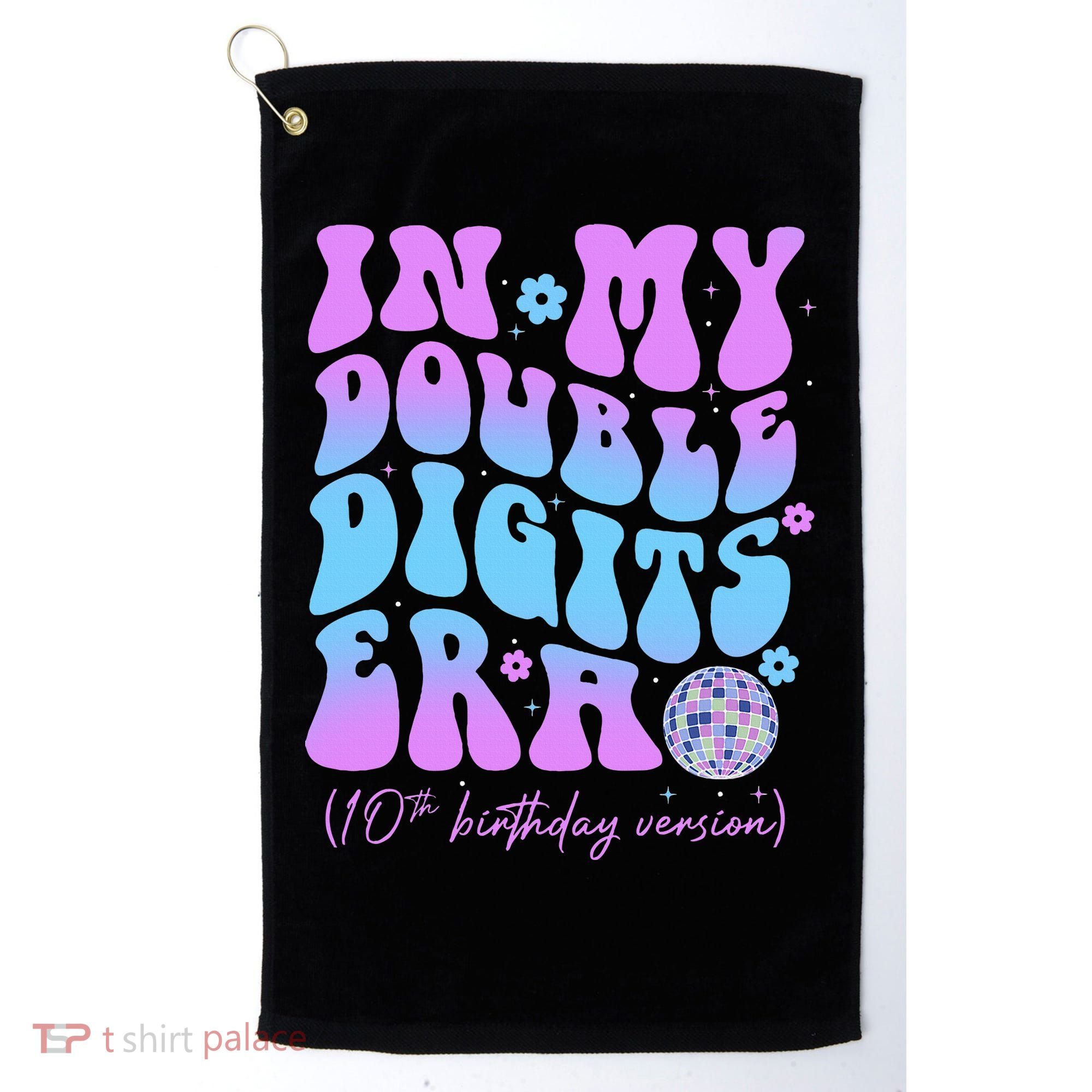 Groovy Retro In My Double Digits Era 10th Birthday Version Golf Towel