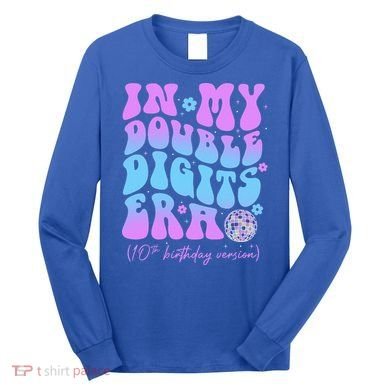 Groovy Retro In My Double Digits Era 10th Birthday Version Long Sleeve Shirt
