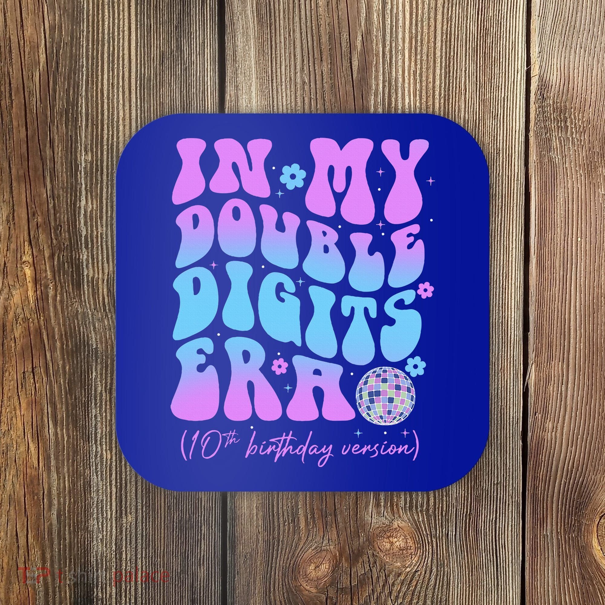 Groovy Retro In My Double Digits Era 10th Birthday Version Coaster