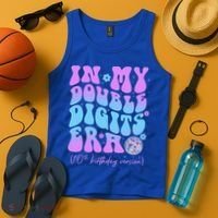 Groovy Retro In My Double Digits Era 10th Birthday Version Tank Top thumb 4