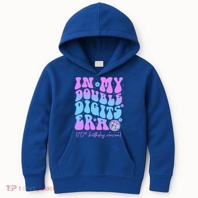 Groovy Retro In My Double Digits Era 10th Birthday Version Kids Hoodie