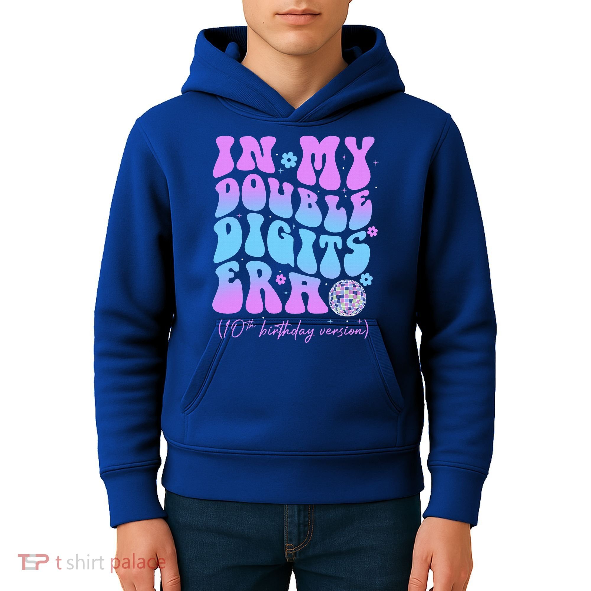Groovy Retro In My Double Digits Era 10th Birthday Version Kids Hoodie