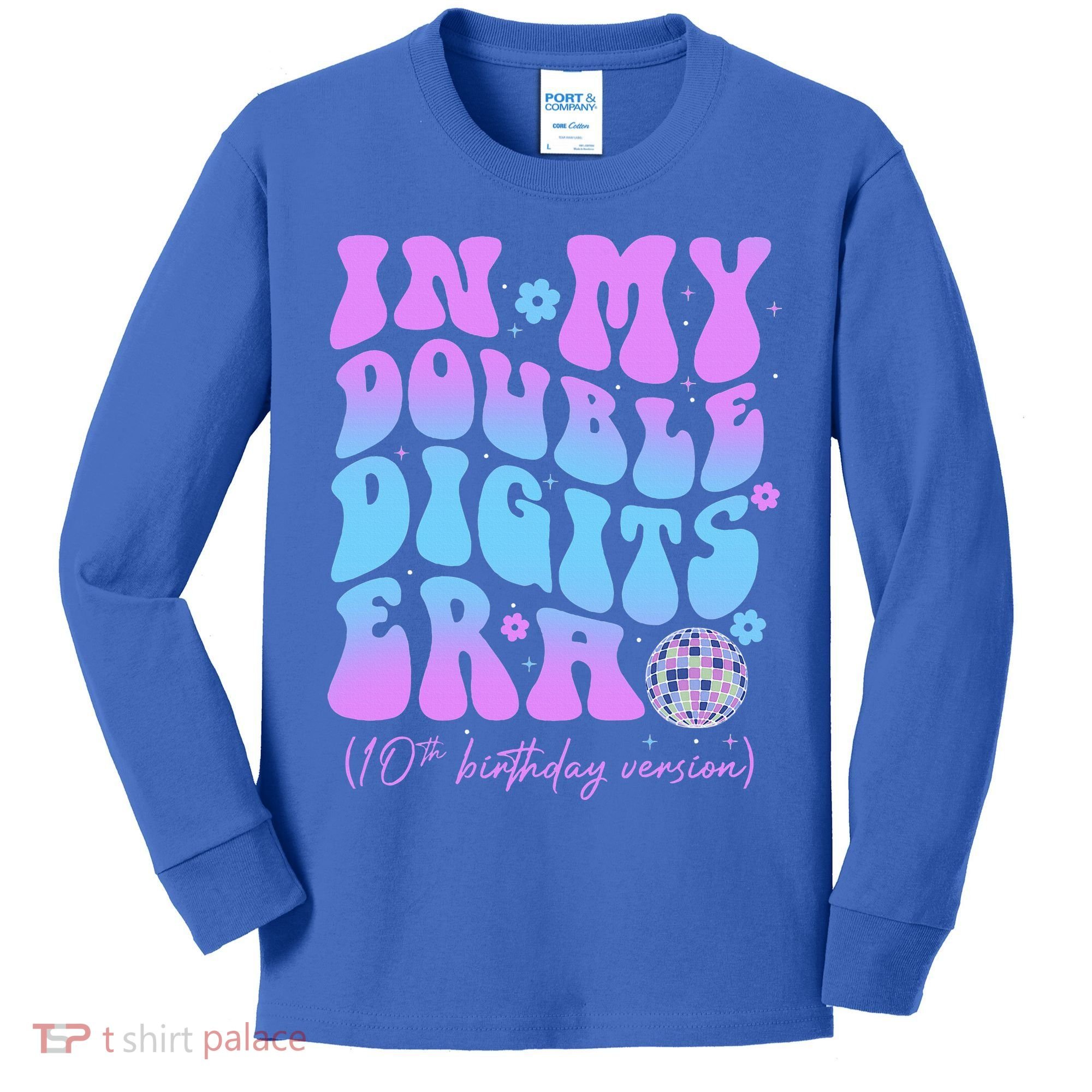 Groovy Retro In My Double Digits Era 10th Birthday Version Kids Long Sleeve Shirt