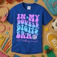 Groovy Retro In My Double Digits Era 10th Birthday Version Kids T-Shirt thumb 3