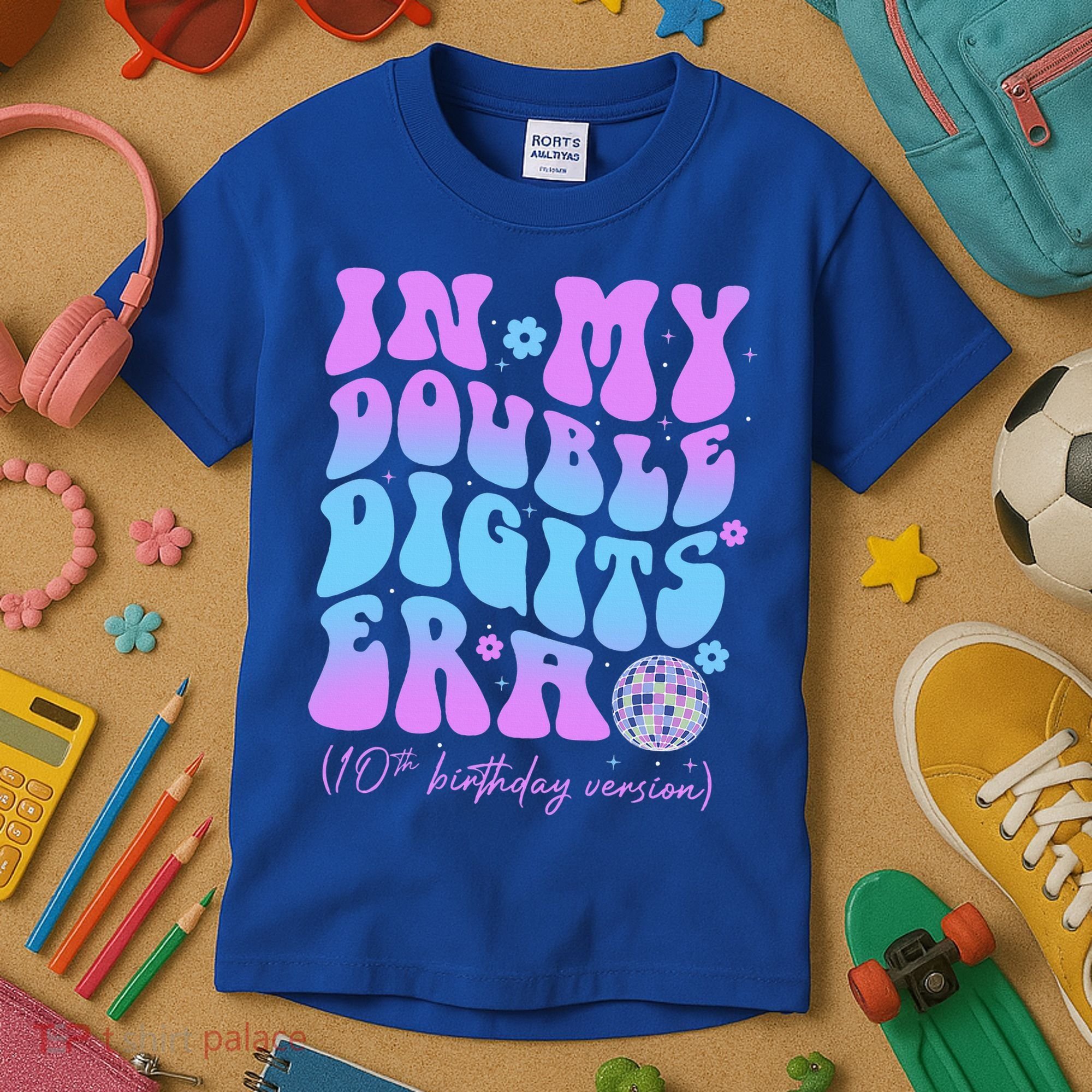 Groovy Retro In My Double Digits Era 10th Birthday Version Kids T-Shirt