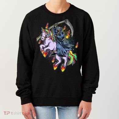 Grim Reaper Riding Rainbow Unicorn Women's Sweatshirt