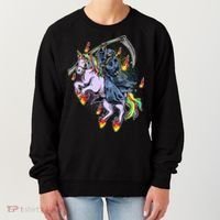 Grim Reaper Riding Rainbow Unicorn Women's Sweatshirt thumb 0