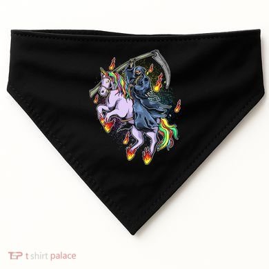 Grim Reaper Riding Rainbow Unicorn USA-Made Doggie Bandana