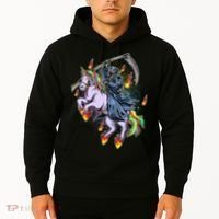 Grim Reaper Riding Rainbow Unicorn Hoodie thumb 2