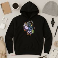 Grim Reaper Riding Rainbow Unicorn Hoodie thumb 3