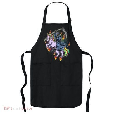 Grim Reaper Riding Rainbow Unicorn Apron