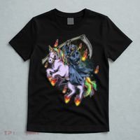 Grim Reaper Riding Rainbow Unicorn T-Shirt thumb 5